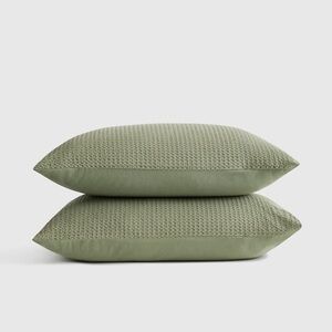 NWOT QUINCE Organic Luxe Honeycomb Sham Set King Olive 20